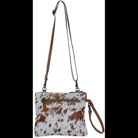 HANDMADE Small Zip Top Brown Cowhide Shoulder Bag - Picture 3 of 7